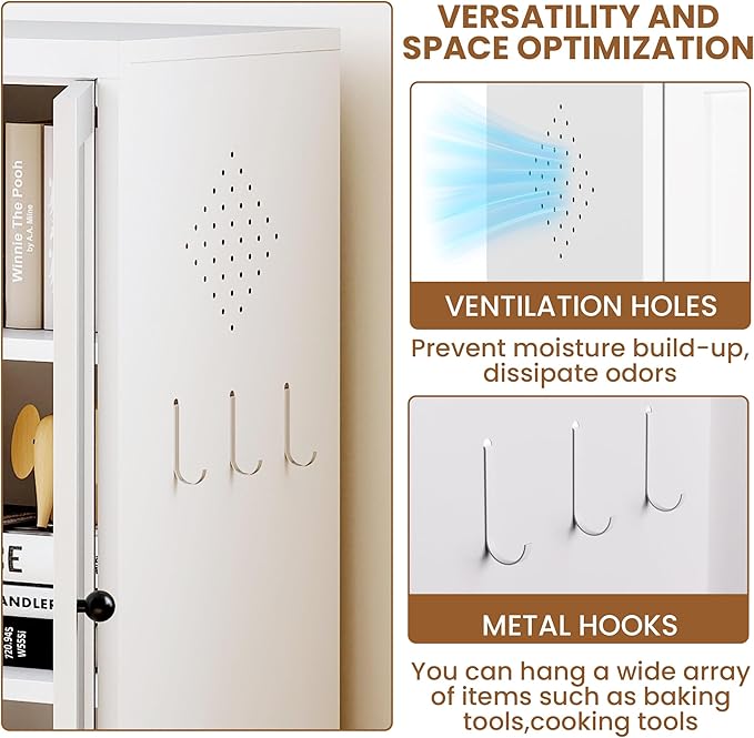 72" Tall Metal Pantry Cabinet with 2 Doors and 5 Adjustable Shelves, Freestanding Kitchen Storage Cabinet, Large White Cupboard Organizer for Kitchen Dining Room Living Room Bathroom,Assembly Required - Image 4