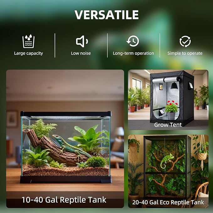 Coospider 3.8L Reptile Fogger Mister, Quiet Reptile Humidifier for Reptiles Tank, Terrarium Humidifiers, Reptile Misting System for Reptiles Amphibians Herps Vivarium (Dual Hose) - Image 5