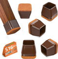 16Pcs Square Chair Leg Floor Protectors with Thickened Felt Pads Silicone Chair Leg Covers Caps to Protect Hardwood Tile Floors Furniture Feet Reduce Noise (Brown S Fit 0.87"-1.10") by BAIPOK