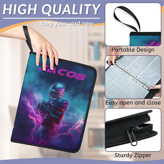 Personalized 9 Pockets Football Card Binder, Custom Rugby Collector Album Sports Cards Binder with 50 Sleeves for TCG, MTG - Image 5