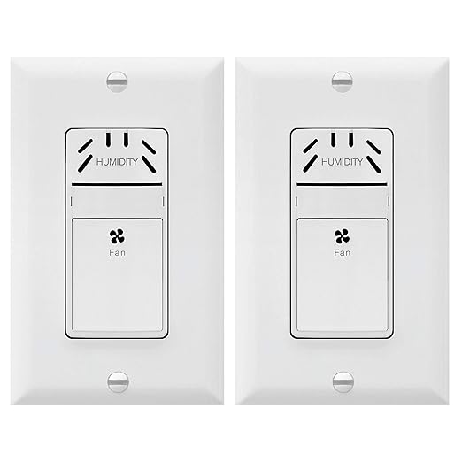 TOPGREENER Humidity Sensor and Fan Control Switch, Ventilation Fan Humidity Sensor Switch, Neutral Wire Required, TDHS5, 2-Pack (Wall Plate Included) by TOPGREENER