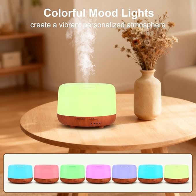 300ML Essential Oil Diffuser, Small Aromatherapy Diffuser with Remote, 7-Color LED Light, 4 Timer Settings, Safe Auto-Off, for Bedroom, Desk, Home Office - Image 5