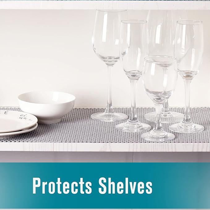 Shelf Liner, Non-Adhesive Roll Drawer Liners 12 Inches x 20 Feet, Non Slip Grip Durable Strong Clean, Shelving Liner for Kitchen cabinets,Storage, Desks, Kitchenware, Tableware, Light Gray - Image 3