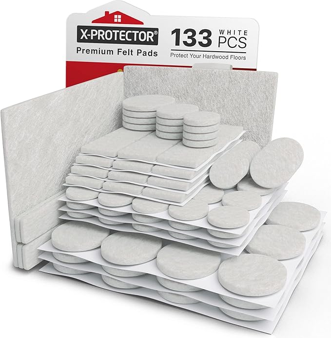 Felt Furniture Pads X-PROTECTOR 133 PCS - Premium Furniture Pads for Hardwood Floors - White Felt Pads for Furniture Feet - The Best Chair Leg Floor Protectors - Protect Your Hard Floors! by X-Protector