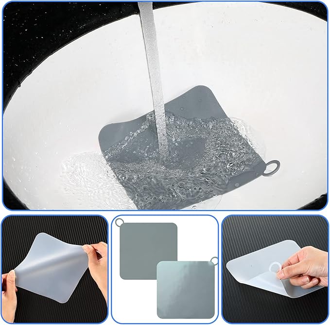 Yinkin 6 Pcs Drain Covers to Keep Bugs Out Silicone Shower Floor Tub Stoppers Bathtub Drain Stoppers Sewer Anti-Odor Mats Deodorizing Plugs for Bathroom(4.72 x 4.72 Inch,Square,Grey and White) - Image 5