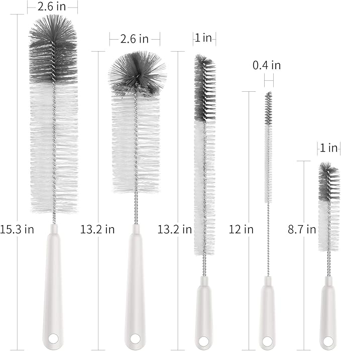 MR.SIGA 5 Pack Bottle Brush Cleaning Set with Storage Holder, Cleaning Brushes for Long Narrow Neck Bottles, Water Bottles, Baby Bottles, Tumblers, Drinking Glasses, Strews - Image 8