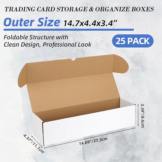 EXYGLO Trading Card Storage Box 25 Pack 700 Count 20pt, 14.2x4.1x3.2 Inch White Cardboard Card Boxes for TCG/MTG/Sport Cards, Fit 3x4 Toploader Shipping or Storing, 17500 Max Capacity in Total - Image 2