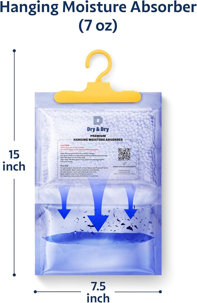 Dry & Dry Premium Moisture Absorbers Dehumidifiers for Home, Basement, Bedroom, Small Dehumidifiers - Moisture Absorber - Blue & White (25 Pack) 7 ounce - Image 3