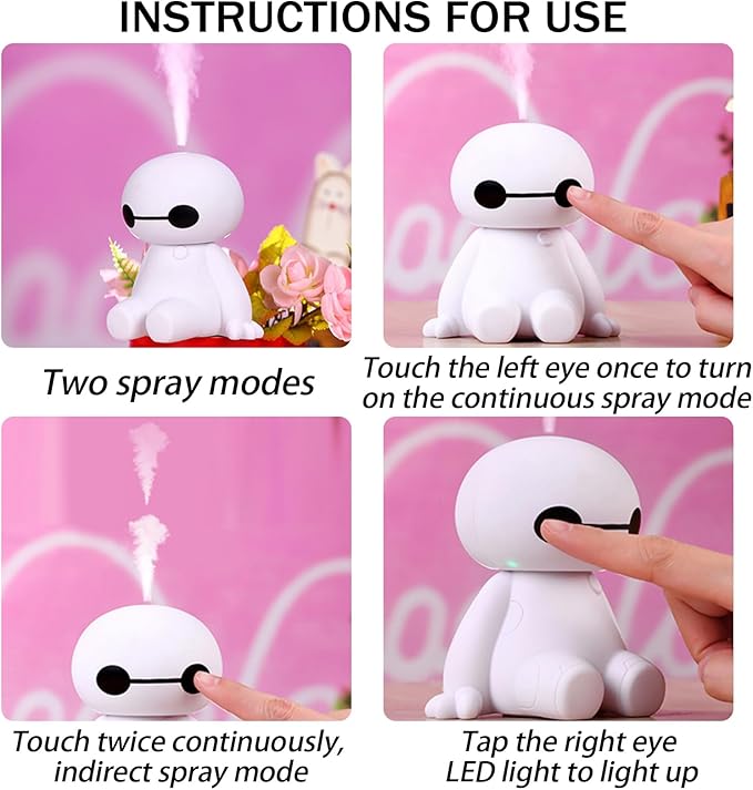 INVODA Humidifiers Portable Small Cool Mist Humidifiers Mini USB Personal Desktop for Travel, Car, Office Room, Bedroom (White) - Image 5
