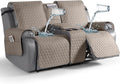 TAOCOCO 100% Waterproof Loveseat Recliner Couch Sofa Covers with Console,Double Reclining Couch Cover Non-Slip Sofa Slipcovers Washable,Furniture Protector Covers for Kids,Pets(2 Seater,Taupe) by TAOCOCO