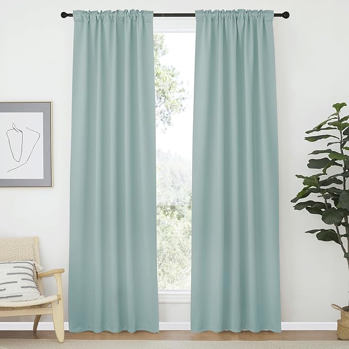NICETOWN Blackout Curtain Panels Window Draperies - (Aqua Blue Color) 34-Inch Wide x72-Inch Long, 2 Pieces, Home Decoration Light & Noise Reducing Window Covering Room Darkening Drapes for Bedroom - Image 2