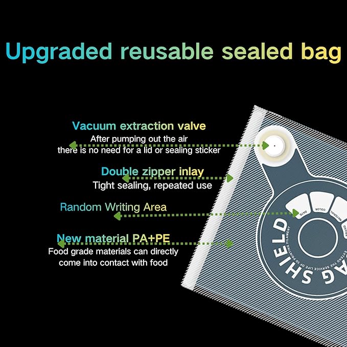 Airtight Container for Filament, Filament Storage Container Bags, Vacuum-Sealed, 10 Packs 2.0 Lightproof Storage Bags+ Electric Vacuum Pump+2 Clips, Moisture-Proof - Image 6