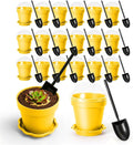 20 Pcs Nursery Pots with Humidity Dome, Flower Pot Dessert Cups with Bring A Plate and Shovel, Planting Cups for Seeds for Indoor Gardening and Plant Propagation(Yellow) by Unknown