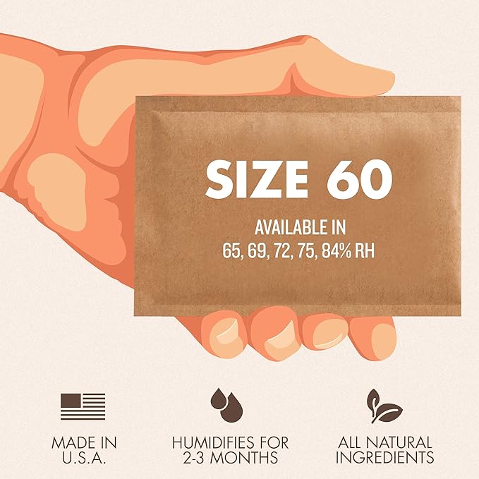 Boveda 65% Two-Way Humidity Control Pack for Up to 25 Items – Size 60 – Single – Aging & Long-Term Storage in Plastic & Wood Boxes – Moisture Absorber – Humidifier Pack – Individually Wrapped - Image 4