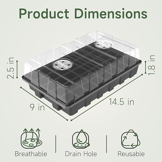 Gardzen 10-Set Garden Propagator Set, Seed Tray Kits with 400-Cell, Seed Starter Tray with Dome and Base 15" x 9" (40-Cell Per Tray) - Image 3