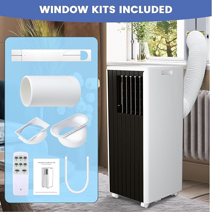 8000 BTUs Portable Air Conditioner with Efficient Cooling, Quiet Portable Cooling AC Up to 350 Sq.Ft. with Dehumidifier, Fan, Sleep Modes, 3-in-1 AC Unit with 24H Timer, Black & White Cover - Image 6