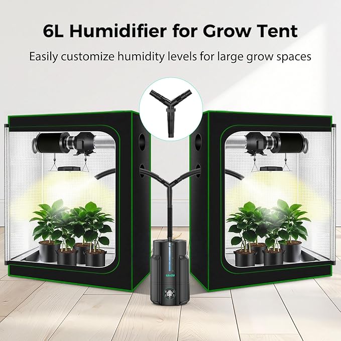 6L/1.59Gal Humidifier for Plants, Reptile Fogger Mister with Precise Temp & Humidity Probe/Expandable Hose, Smart Humidifier for Grow Tent, Mushroom, Houseplants, Reptile Tank 24H Timer - Image 2