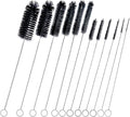 Straw Cleaner Brush Set,12 Pieces Extra Long Pipe Water Bottle Brushes for Cleaning Reusable Drinking Straws,Bird Feeders,Pipes,Black (12pcs Different diameters Set) by BRUSHFAMILY