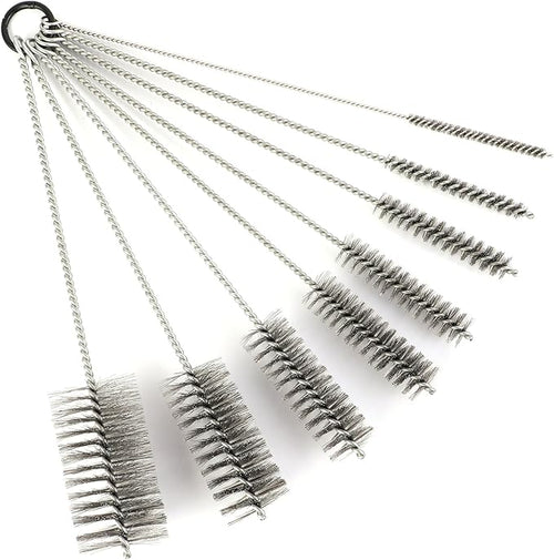 12 Inch Pipe Cleaning Brush Set with Stainless Steel Bristles, Tube Bottle Brush Kit, 8 Sizes for Auto Parts, Bottles, Guns, Tubes, Etc. by WMXXBRU