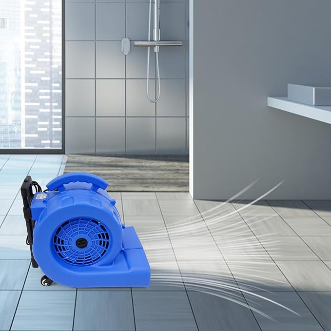 1HP Equivalent 750W Floor Blower Dryer, All-Copper Motor & 3 Adjustable Angles, 20-120 Min Timer, Air Mover Blower Fan with Telescopic Pull Rod & 16.4ft Cord for Commercial Carpet Drying - Image 5