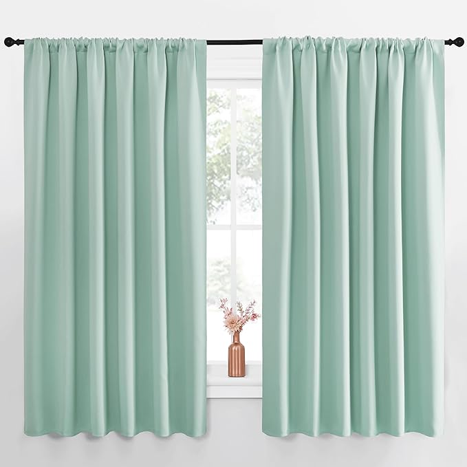 NICETOWN Blackout Curtains for Bedroom, Blackout Curtain Panels, Aqua Blue, 1 Pair, 62 by 63-inch, Window Treatment Energy Saving Thermal Insulated Solid Rod Pocket Blackout Drapes/Draperies by NICETOWN