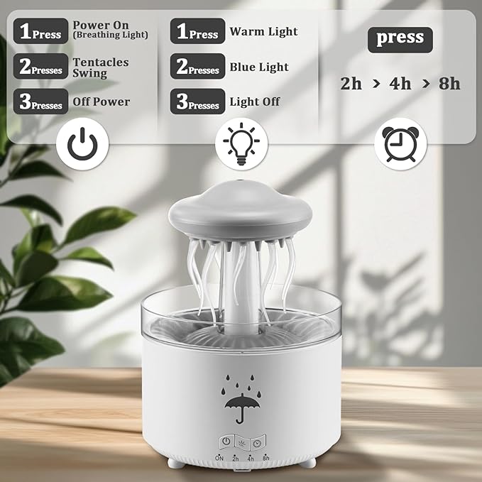 Essential Oil Diffuser for Home, Bedroom Humidifiers, Air Scent Aroma Aromatherapy Ultrasonic Humidifier Machine Timer Small Mini difusor de Aromas para casa Living Room Office Decor Gifts Jellyfish - Image 3