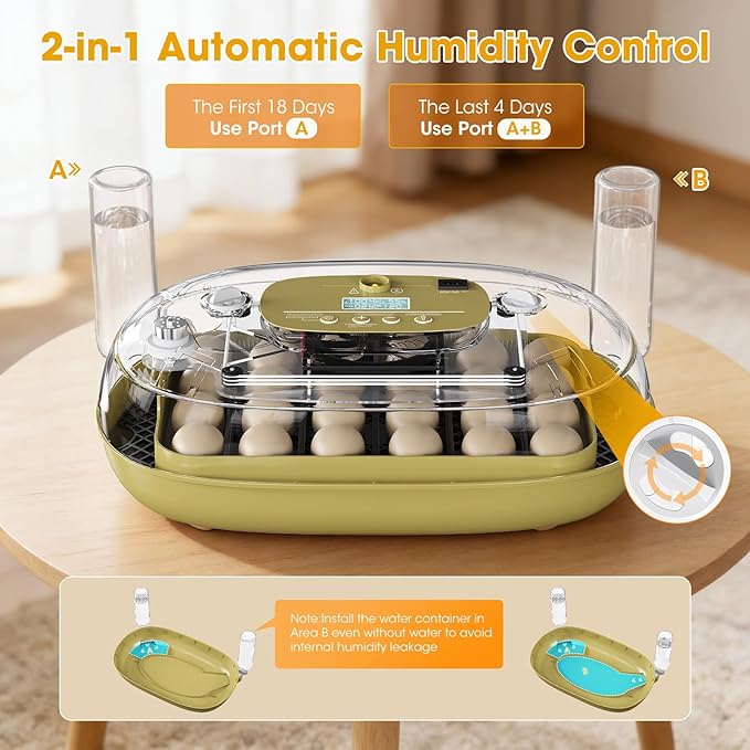 24 Egg Incubator for Hatching Eggs, Automatic Egg Turning, Temperature & Humidity Control, Egg Candler, for Hatching Chicken, Duck, Quail, Goose - Ideal for Farm, Classroom, Home Use - Image 7