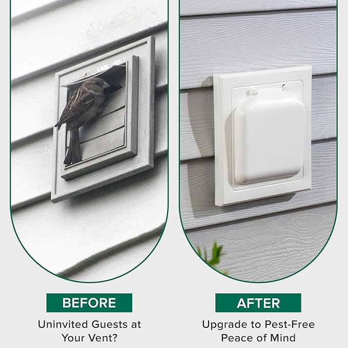 NO-PEST VENT, Exclusive Dual Door Dryer Vent Cover Outdoor 4 inch, Made in USA w Highest UV Resistant Plastic in any Outdoor Vent Cover, No Lint Collecting Screen (White, 4” Metal Vent With Duct Tube) - Image 4