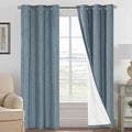 H.VERSAILTEX Primitive Linen Curtains 100% Blackout Curtain Drapes Burlap Curtains with White Thermal Insulated Liner, Grommet Top Drapes Living Room/Bedroom (2 Panels, 42 x 84 Inch, Stone Blue) by HVERSAILTEX