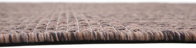 Unique Loom Collection Casual Transitional Solid Heathered Indoor/Outdoor Flatweave Area Rug (4' 1" x 6' 1" Rectangle, Light Brown/Ivory) - Image 9