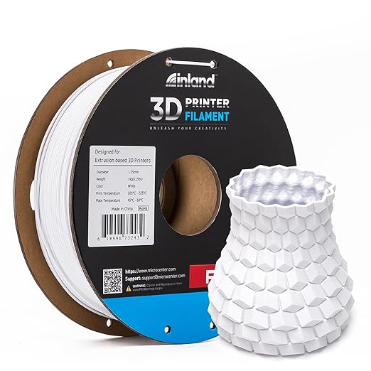 INLAND Micro Center PLA+ 3D Printing Filament 1.75mm - PLA Pro Dimensional Accuracy +/- 0.03 mm - 1kg Cardboard Spool (2.2 lbs) (2 Pack Black & White, 1.75mm) - Image 2
