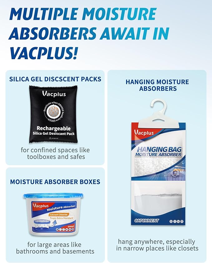 Vacplus 4 Pack 400g Reusable Desiccant Packs for Storage, Large Silica Gel Packets with Indicator Beads, Dehumidifier and Moisture Absorber for Car, Closet, Drawer, 5.8" x 7.1" - Image 7