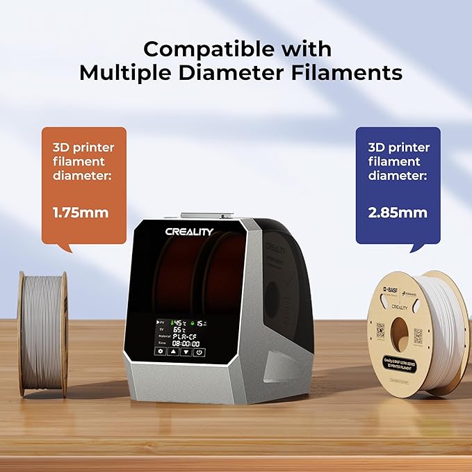 2025 Official Space Pi Filament Dryer Plus, 2 Rolls 3D Printer Filament Dry Box with 360° PTC Fast Heating, 4'' LCD Touch Screen, Filament dehydrator Fits 1.75/2.85mm PLA PETG ABS Filament - Image 8