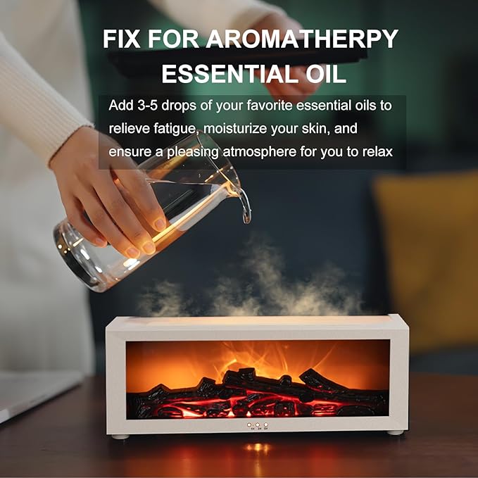 Fireplace Diffuser Humidifier,Fireplace Aromatherapy Essential Oil Diffuser, Ultrasonic Colorful Cool Mini Flame Fire Aroma Humidifier with Timer for Home,Bedroom,Office,Yoga - Image 7