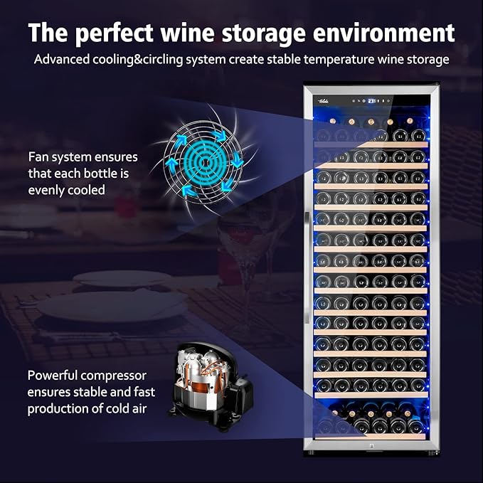 24 Inch Wine Cooler Refrigerator, 179 Bottles Professional Wine Cellars with Powerful Compressor,Quiet Operation and Elegant Design for The Wine Lovers - Image 5