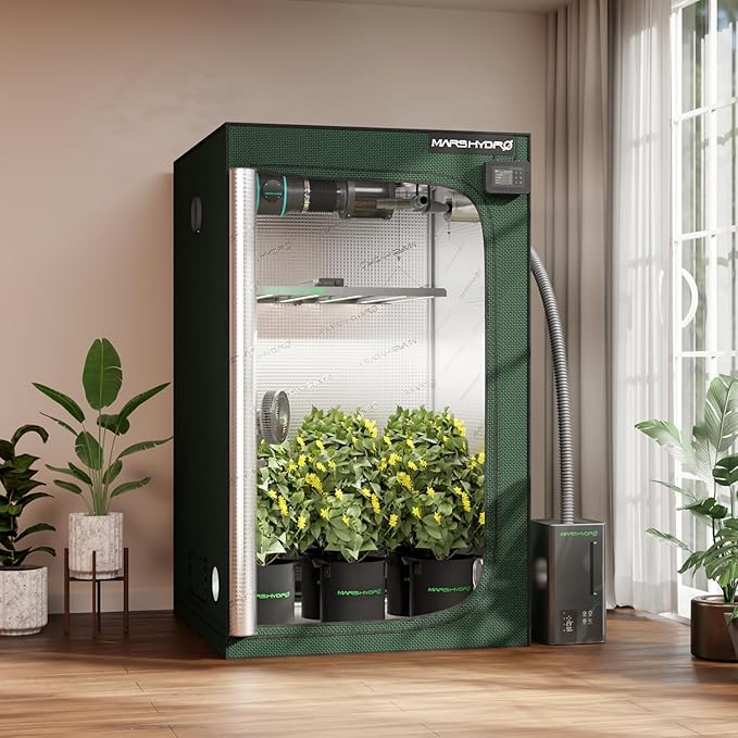 MARS HYDRO 4x4 Grow Tent Pro,48"x48"x80" 2000D Thickened Polyester Canvas & High Reflective Mylar,Larger Observation Window,Controller & Socket Hanger,for TSW2000/FC4800/FC-E4800 Indoor Plant Growing - Image 2