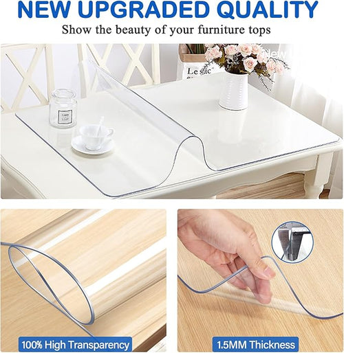 12 x 72 Inch Clear PVC Table Cover - 1.5mm Thick Custom Plastic Desk Pad - Waterproof Vinyl Table Top Protector Mat - Image 2
