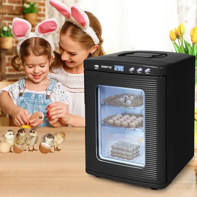RYFT Incubators for Hatching Eggs, 25L Portable Reptile Scientific Lab Incubator with 5°C-60°C, 12V/110V Heating and Cooling for Small Reptiles (Black) - Image 7