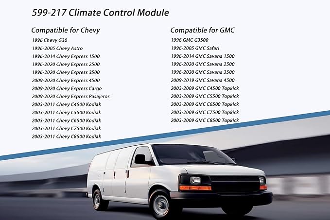 599-217 Front HVAC Climate Control Module Panel is Compatible with 1996-2020 Chevy Express and GMC Savana A/C Heater Control Switch - Image 2