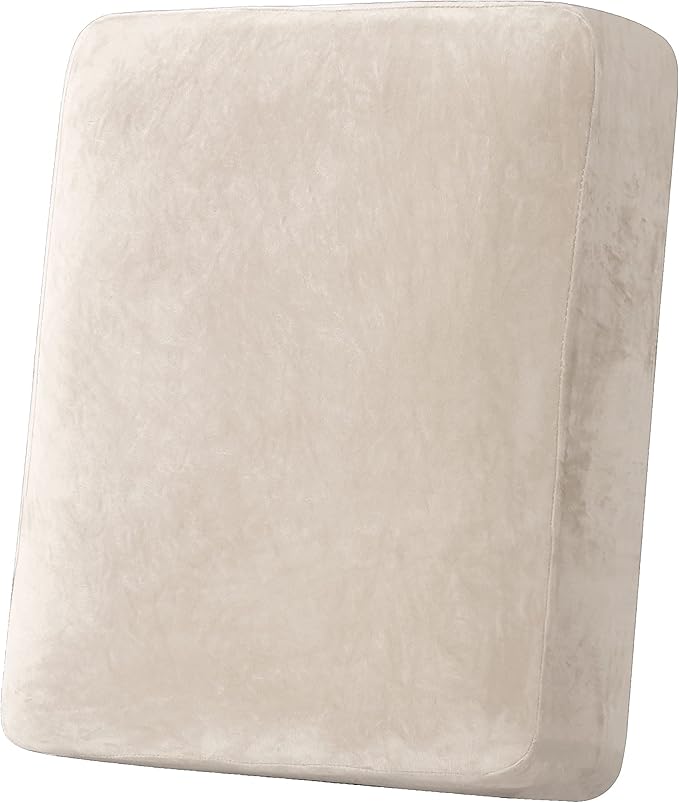 H.VERSAILTEX Velvet Stretch Couch Cushion Cover Plush Cushion Slipcover for Chair Cushion Furniture Protector Seat Cushion Sofa Cover (1 Piece Armchair Cushion Covers, Ivory) by HVERSAILTEX