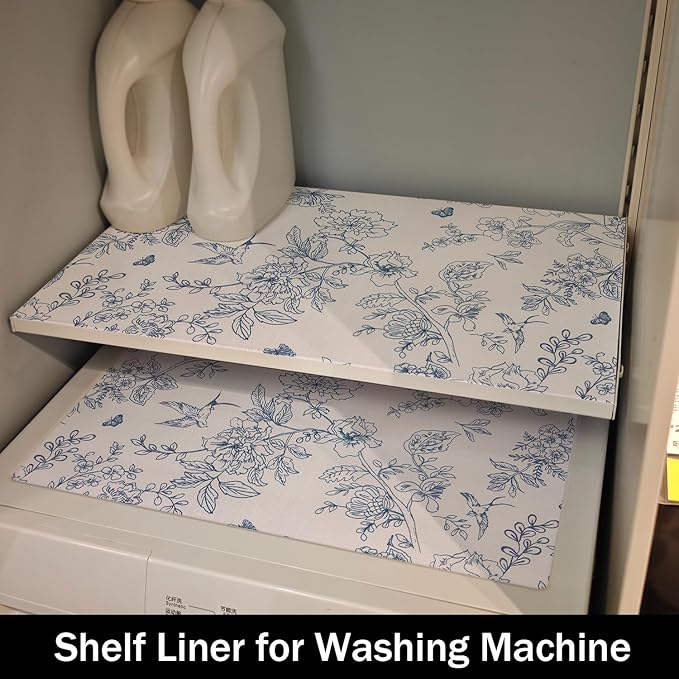White and Blue Non-Slip Drawer Liner, Non-Adhesive and Strong Non-Slip Floral Shelf Cabinet Drawer Liners for Kitchen, Waterproof Cupboard Liners,Easy to Clean,12IN x 10FT - Image 9