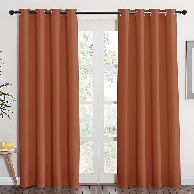NICETOWN Blackout Burnt Orange Curtain & Drape - Room Darkening Light Blocking Window Treatment for Living Room, W52 x L84, 1 Panel by NICETOWN