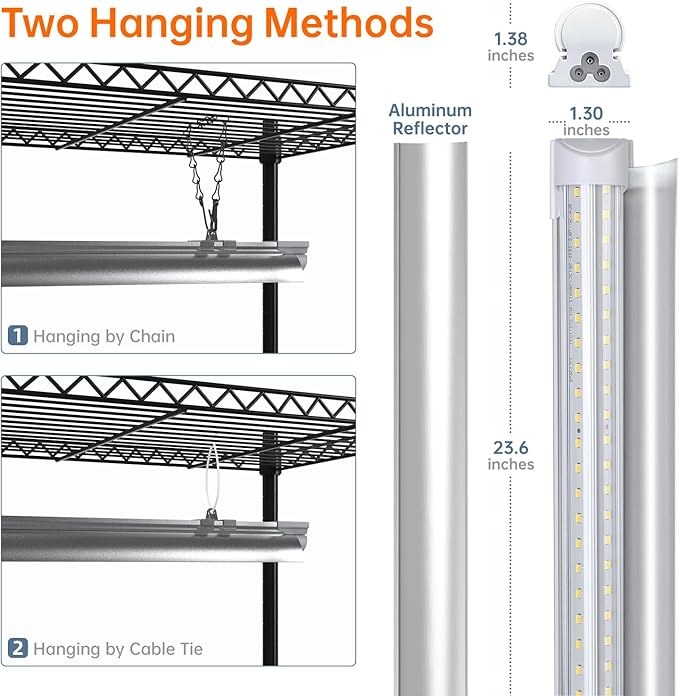Bstrip Plant Shelf with Grow Light, 5-Tier Plant Stand with T8 24W Grow Light for Indoor Plants with Wheel, Grow Light Shelf with Timer for Indoor Plant, Seedling, Seed Starting, 29.5x13.8x59IN - Image 8
