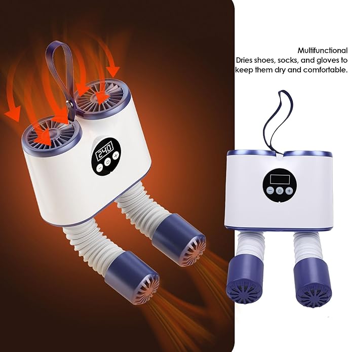 Diydeg Shoe Dryer, Portable Fast Drying with Dual Retractable Hoses, 55C Warm Air Circulation, 240 Minute Timer, Boots Dryer for Sneakers Boots Socks Gloves Travel Camping - Image 4