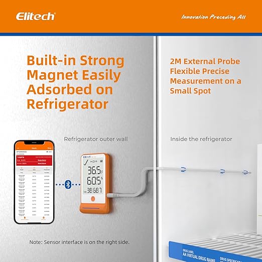 Elitech 10Pack Bluetooth Ultra Low Digital Temperature Data Logger for Refrigerator Shadow Data 100000 PointsExport PDF/CSV Report, Pharmacy Vaccine DDL Calibration Certificate, MAX MIN AVR GSP-6-TLE - Image 3