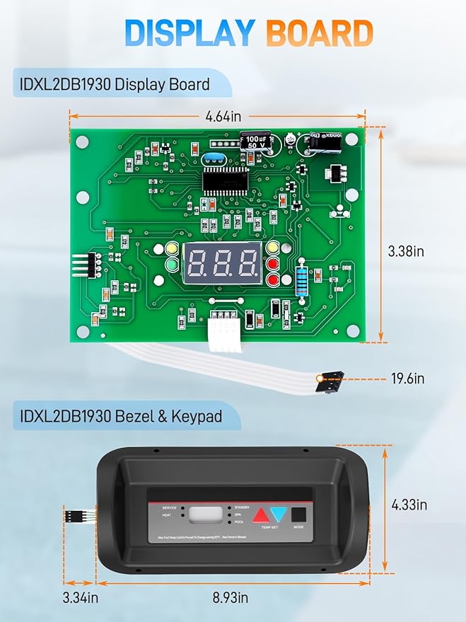 IDXL2DB1930 & FDXLBKP1930 Display Board with Control Panel Bezel Keypad Compatible with Hayward Universal H-series Pool Low Nox Heaters H250IDL2 H150FDN H200FDN H250FDN H300FDN H350FDN H400FDN - Image 7