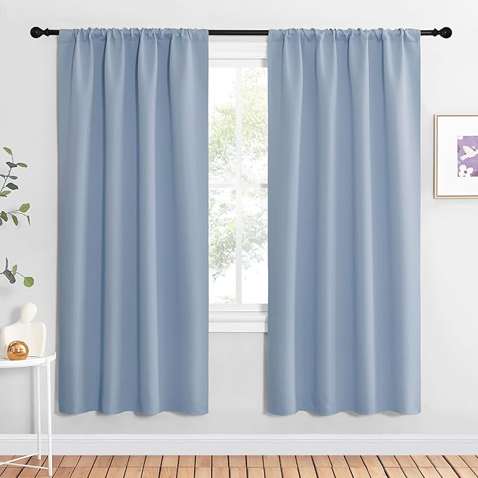 NICETOWN Blackout Curtains for Living Curtains, Vintage Blue, 2 Panels, 42 by 72, Room Darkening Window Curtain Panels, Easy-Care Solid Thermal Insulated Draperies/Drapes for Daughter Room by NICETOWN