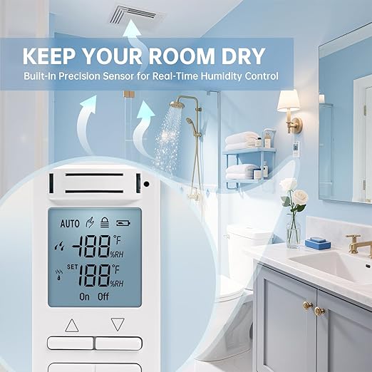 Humidity Sensor Switch, Ortis in-Wall Bathroom Fan Automated Control Switch, Air Moisture Detection, Neutral Wire Required, 120V/220V, Keep Your Room Dry - Image 3