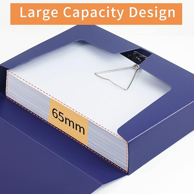 HUA JIE 2 Pack A4 Storage File Boxes Archives Case,65mm Spine,Box File Document Storage Box for Office School -Blue - Image 2