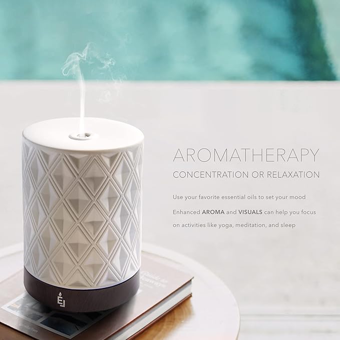 Earnest Living Essential Oil Diffuser for Large Room White Ceramic 250ml Aromatherapy Diffuser with 4 Timers 7 Night Lights and Auto Off Function for Home Gift - Image 4